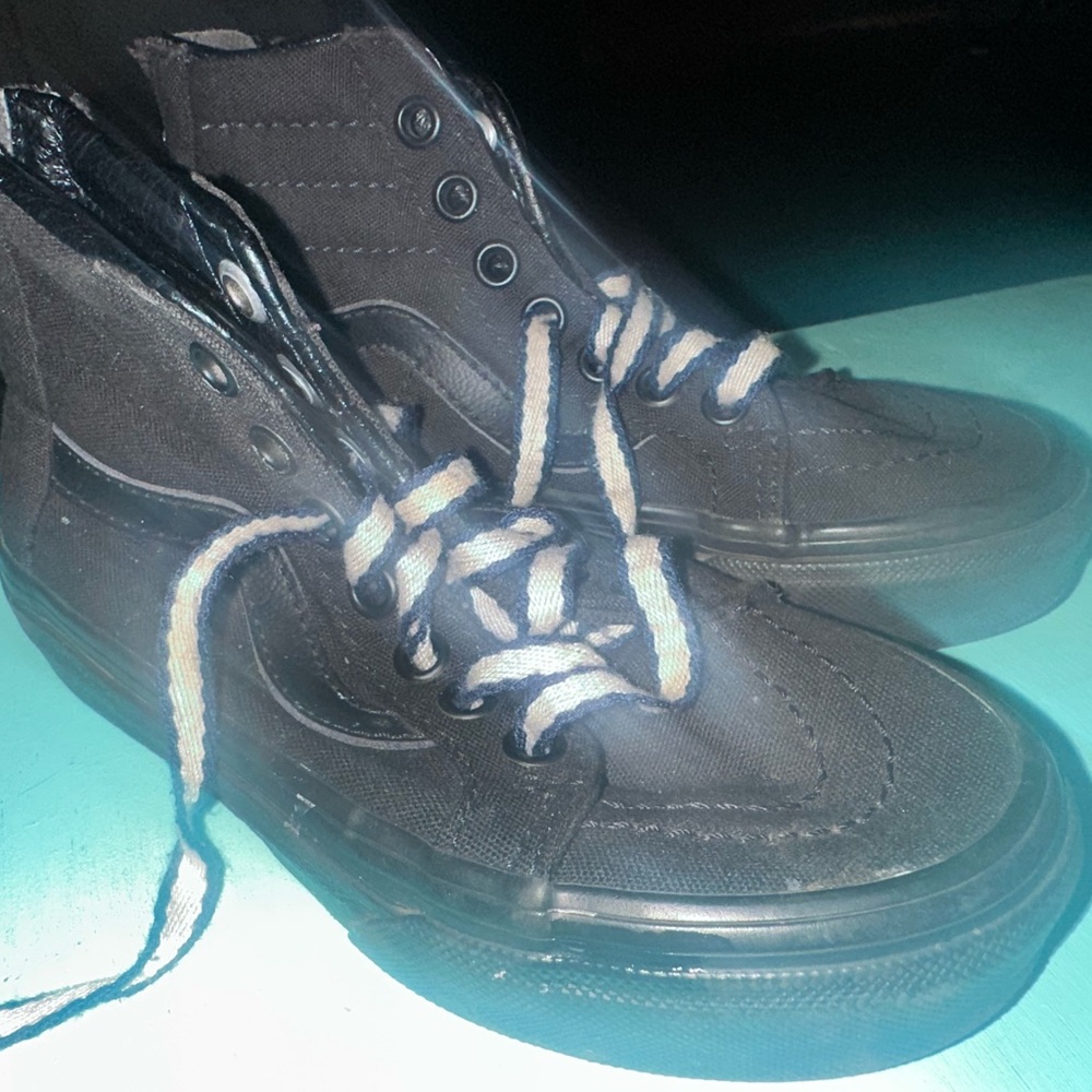 Vans Black Sneakers with Bright Blue Laces